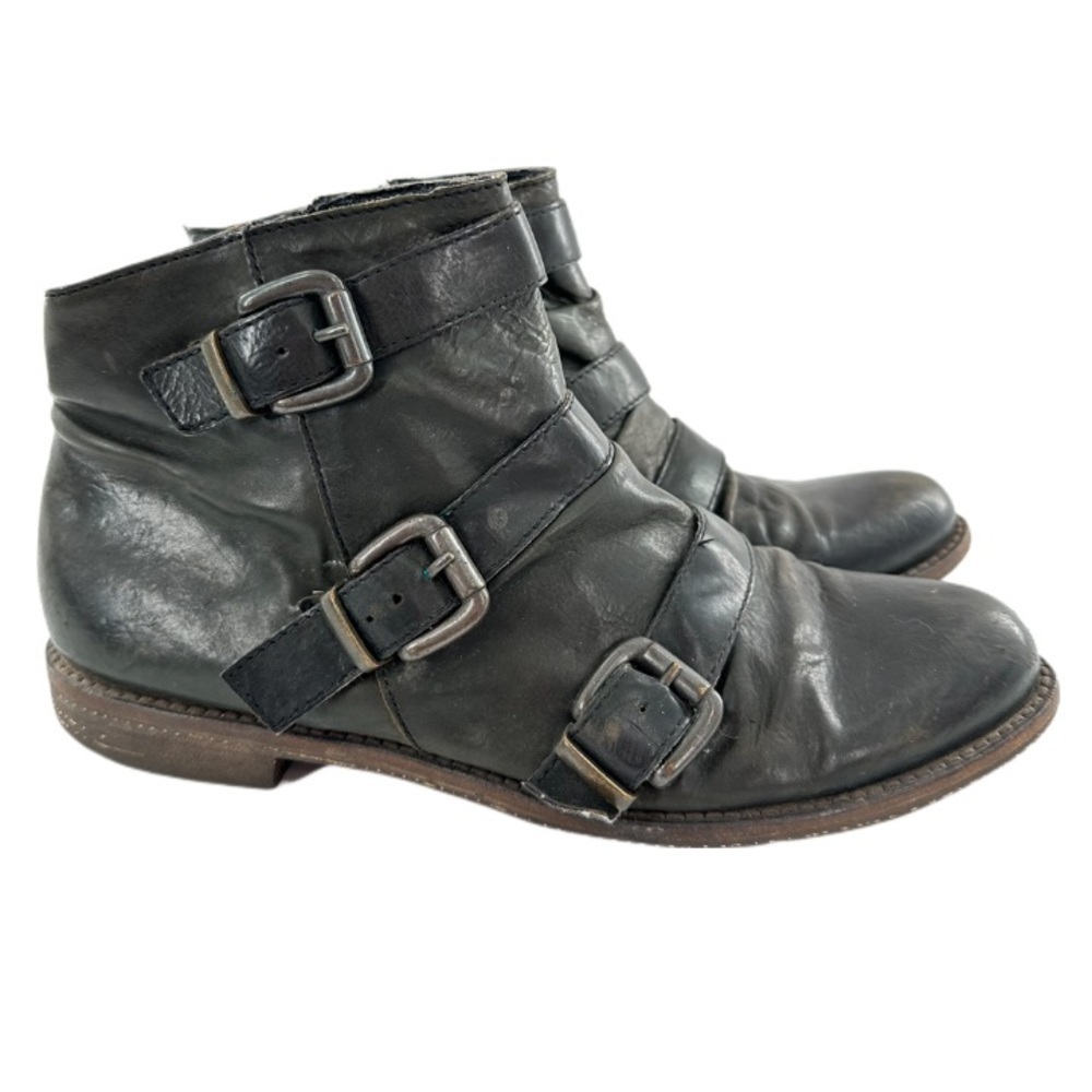 Crown vintage womens ankle booties size 9 black leather slouchy steampunk boots